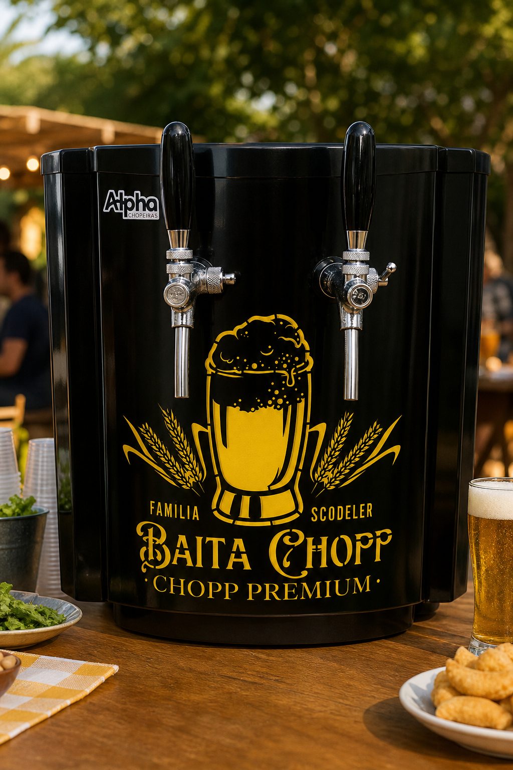 Chopeira montada no local da festa